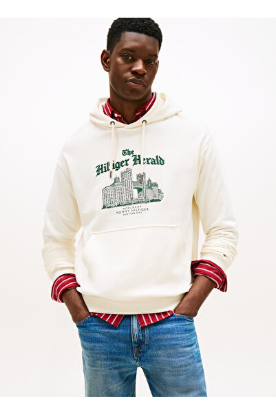 Tommy Hilfiger Kapüşon Yaka Sarı Erkek Sweatshırt MW0MW40066Z00_HERALD SKYLINE HOODY