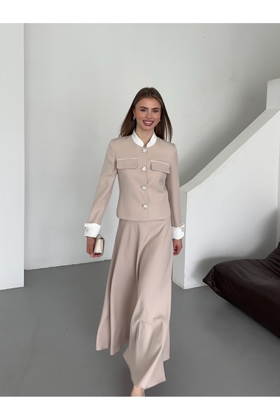 VUNTAL Zircon Stone Detailed Vintage Double Women's Set