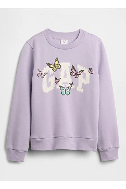 GAP Baskılı Kız Çocuk Mor Sweatshırt 721472004