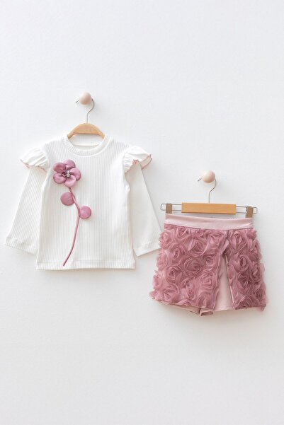 Minigimin Cicileri Mini-îmbrăcăminte pentru fetiță, cu detalii 3D cu trandafi...