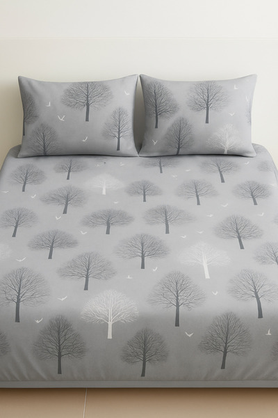 sehra Double Cotton Fitted Sheet + 2 Pillowcases Bedding Set Durable Patterned Set