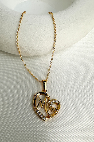 Modex Gold Color Mother Mom Heart Figured Necklace
