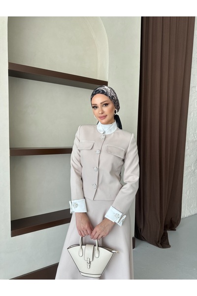 VUNTAL Zircon Stone Detailed Vintage Double Women's Set