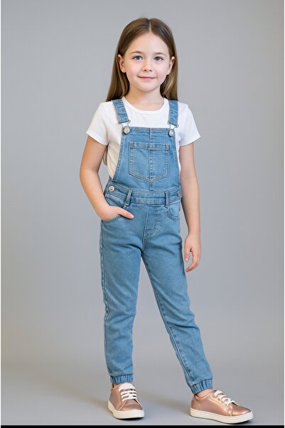 Genel Markalar Kız Çocuk Düğme Kapama Lastikli Paça Çok Cepli Kemerli Bel Düğ...