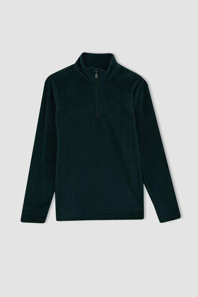 DeFacto Regular Fit Fermuarlı Dik Yaka Yarım Fermuarlı Polar Sweatshirt