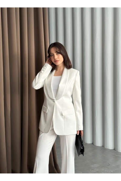 Vuntal BUTİK Satin shawl collar double suit Blazer