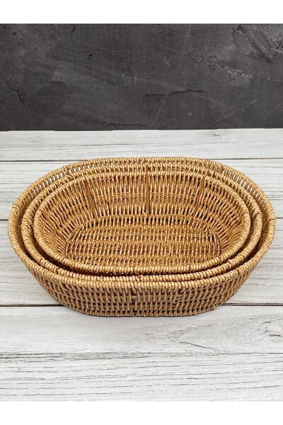 YzHome Sadece Orta Boy Oval Hasır Servis Sunumluk Sepet Organizer Düzenleyici Ekmeklik 27*21cm