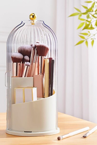 Piev House By House 360 Glow Vitrin Şeffaf Fırçalık Ve Şeffaf Mücevherat Üçlü Set