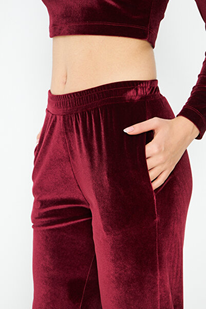 My Peak Slim Fit Velvet Sweatpants with Pockets