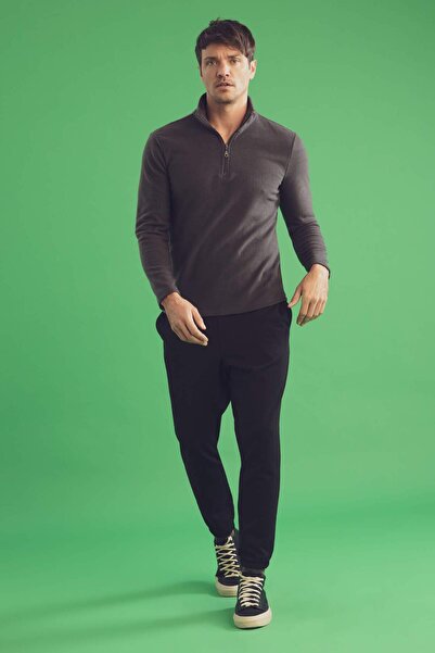 DeFacto Regular Fit Fermuarlı Dik Yaka Yarım Fermuarlı Polar Sweatshirt