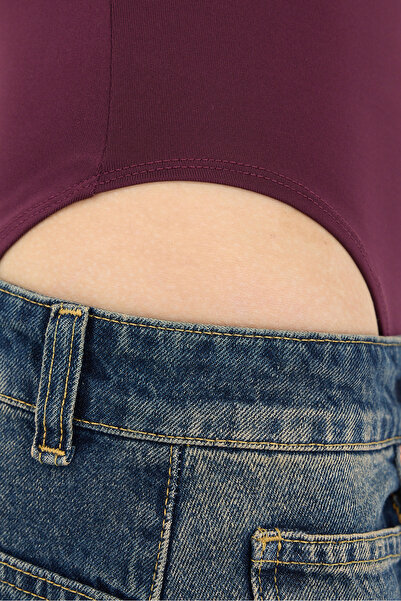 Addax V Yaka Uzun Kollu Basic Bodysuit Z24-0098-DK1