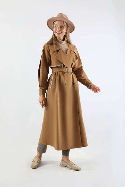 ZÜLAYS Ekose Detaylı Trençkot Taba