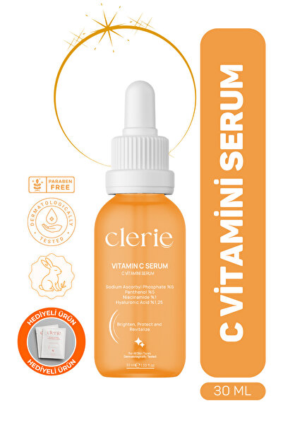 Clerie Cosmetics Yoğun Vitamin C Serum, Leke Karşıtı Cilt Tonu Eşitleyici, Re...
