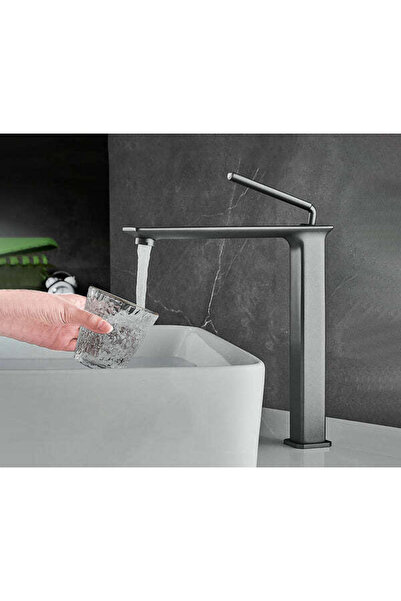 Sanlux Gray Chrome Basin Faucet with Black Accents – Satin Finish, vst13