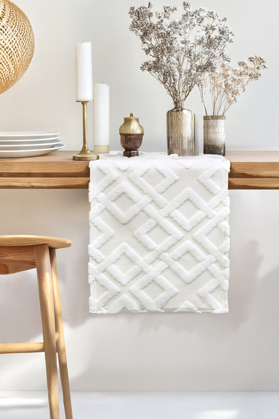 HAMUR Punch Veselă lavabilă, pentru masă, sufragerie, bucătărie și masă de cafea Mila Ecru