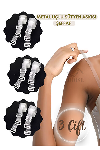 ODISE 3 ζεύγη μεταλλικών ιμάντων σουτιέν με διάφανη άκρη (6 τεμάχια)