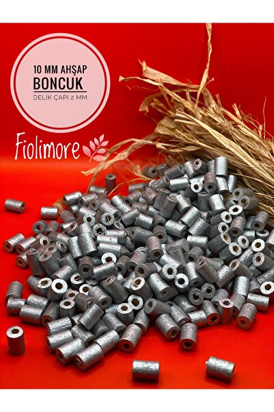 Fiolimore 10 mm srebrno-sive rezane drvene perle (50 grama, 190 komada) prečn...