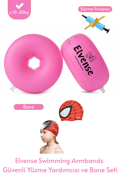 ELVENSE Çocuklara Özel Set Yüzme Kolluğu (10-30 kg) Su Geçirmez Silikon Bone ...
