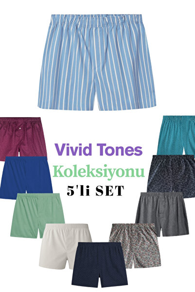 Yohannes Club Боксери чоловічі, набір з 5 «різних» боксерів, 100% бавовняна поплінова тканина, яскраві кольори, 5 штук