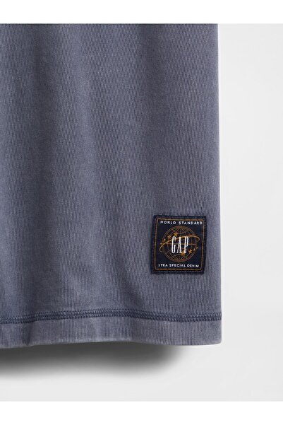 GAP Erkek Gri Heavyweight Crop Grafik T-Shirt