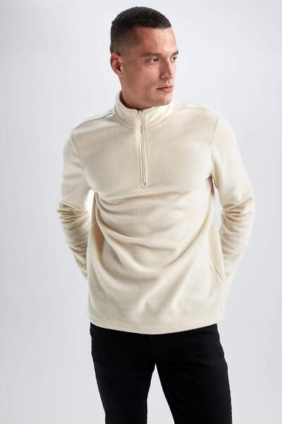 DeFacto Regular Fit Fermuarlı Dik Yaka Yarım Fermuarlı Polar Sweatshirt