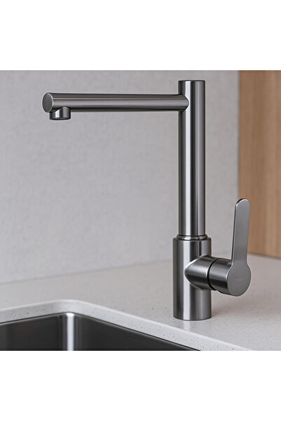 Sanlux Stainless Steel Kitchen Sink Faucet, Chrome Plated – Modern Design, 360° Rotating, Brushed Finish, VST126