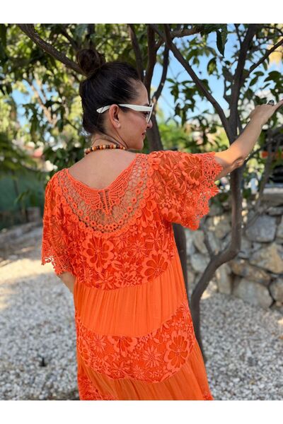 Punta Otantik Ncc10337 Italian Silk Dress Orange