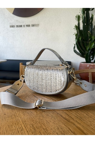 nura Silver Women's Half Moon Model Hand and Shoulder Bag