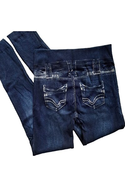 F.K Γυναικεία κολάν Lycra με τζιν Navy Blue look