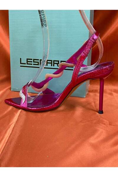 lescarpe LES046 FUŞYA PEMBE YILAN DESENLİ YAZLIK RAHAT KADIN AYAKKABI STİLETT...