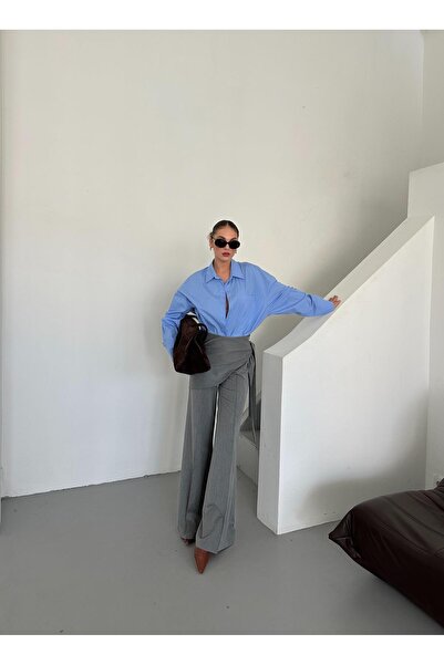 Laluvia Anthracite Side Tie Detailed Design Trousers