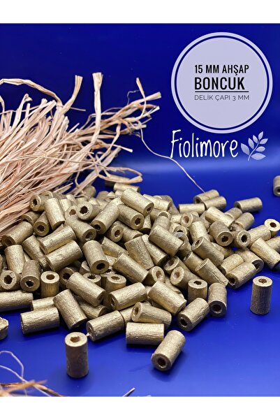 Fiolimore 15 mm zlatno-žute rezane drvene perle (50 grama, 100 komada) promet...