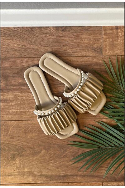 Genel Markalar Inci Taşlı Büzgülü Terlik