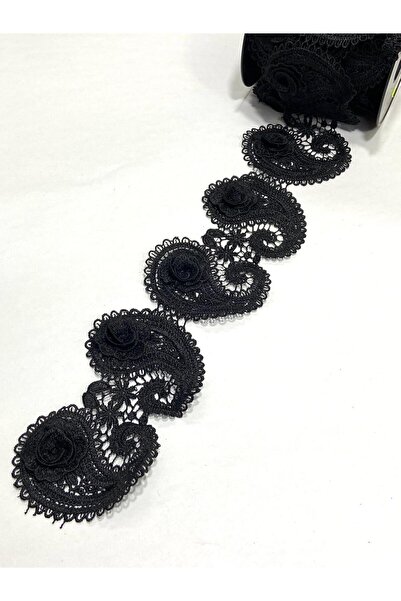 karantuhafiye Black Shawl Pattern Applique Guipure / 2-Piece Applique Model / 1 Meter