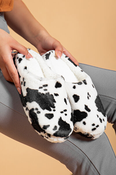 uway Women's Patterned Plush Soft Lightweight Soundless Non-Slip Sole Dowry Bundle Winter House Slippers