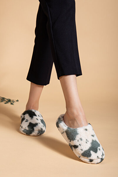 uway Women's Patterned Plush Soft Lightweight Soundless Non-Slip Sole Dowry Bundle Winter House Slippers