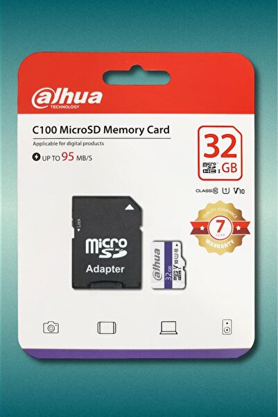 DAHUA C100A 32GB MicroSDHC U1 Hafıza Kartı + SD Adaptör (Güvenlik Ve Araç Kamerası Uyumlu)