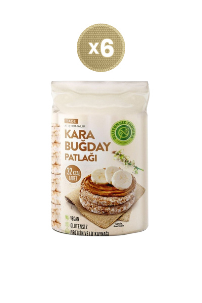 GLUTENSİZ FABRİKA Karabuğday Patlağı Sade 100 g x 6 Paket (Glütensiz & Vegan)