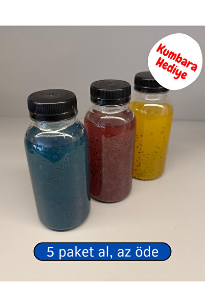 Erbaşlar 23 Adet 250 ml Yuvarlak Detox, Meyve Suyu, Sporcu,diyet Beslenme-boş Pet Şişe(SİYAH KİLİTLİ KAPAKLI)