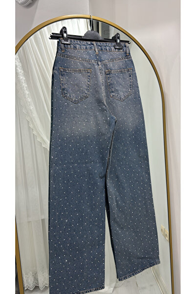 Store Palazzo Jeans Arka ön Taş Detaylı