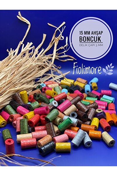Fiolimore 15 mm mešovite boje sečene drvene perle (50 grama, 100 komada) prom...