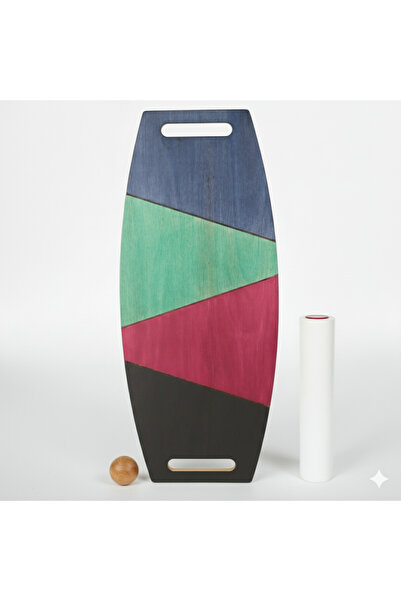 Wood Stone Art Renkli Denge Tahtası Balance Roller Board Çift Fonksiyonlu Sör...