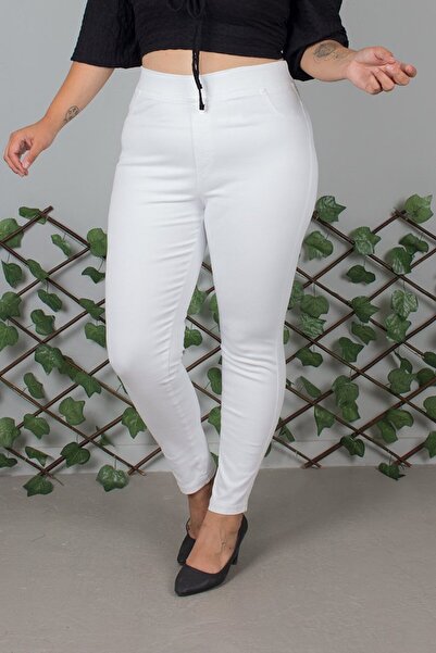 Truva XXL Plus Size High Waist White Cotton Leggings Pants – Comfortable Fit with Back Pocket, Full Lycra