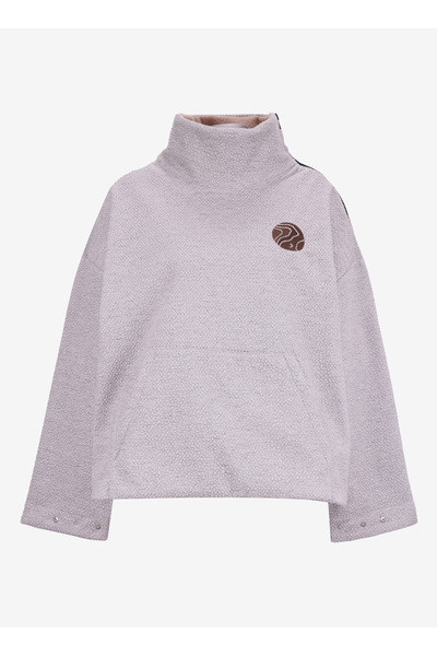 Discovery Expedition D5WL-SWT3589 Bej Dik Yaka Relaxed Düz Kadın Sweatshırt