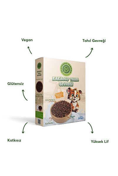 GLUTENSİZ FABRİKA Glütensiz Kakaolu Tahıl Gevreği 250 G