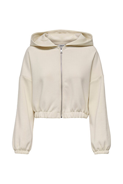 ONLY Kapüşon Yaka Düz Krem Kadın Sweatshırt ONLSCARLETT LIFE LS ZIP HOOD SWT NO