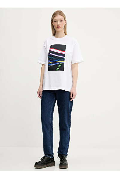 Karl Lagerfeld Jeans Yüksek Bel Dar Paça Standart Mavi Kadın Denim Pantolon A...