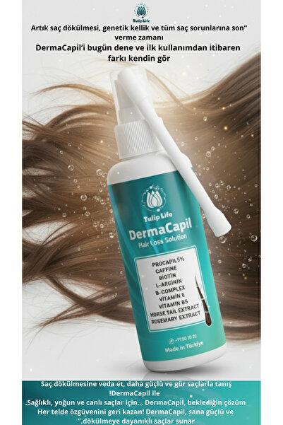 Tuliplife DermoCapil Saç Dökülmesine Karşı &Oluşumuna Yardımcı Spreyi 60 ml Procapil,Biotin,Caffine,L-Arginin