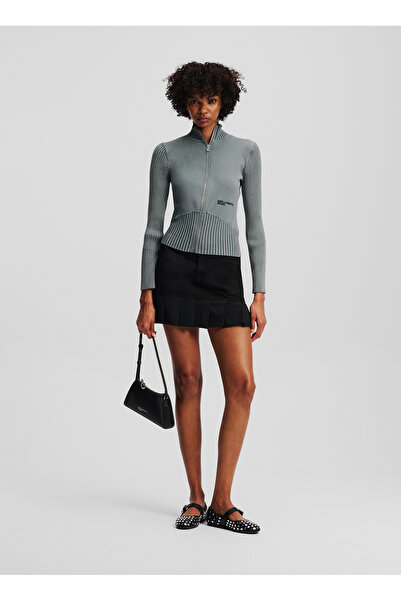 Karl Lagerfeld Jeans Dik Yaka Standart Baskılı Gri Kazak Kadın A3W18010