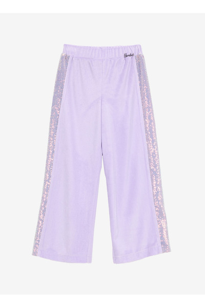 Barbie Lastikli Bel Normal Paça Lila Kız Çocuk Pantolon BRB5WG-PNT6206